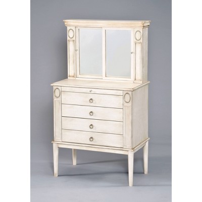 Rustic Jewelry Armoire Antiqued White - Benzara