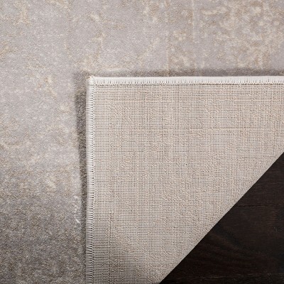 Light Grey and Cream Rectangular Synthetic Area Rug