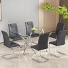 Akoasm Modern 6-Piece Faux Leather Upholstered Dining Chair Set with Metal Legs for Kitchen, Living Room & Dining Room-Grey - 2 of 4
