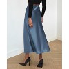 Women's 2025 Satin Midi Skirt - Elegant High Waist A-Line for Cocktail & Wedding Events Grey Blue - 3 of 4