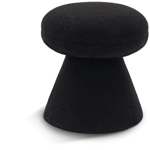 Meridian Furniture,Drum Faux Shearling Teddy Fabric Ottoman/Stool - 1 of 4