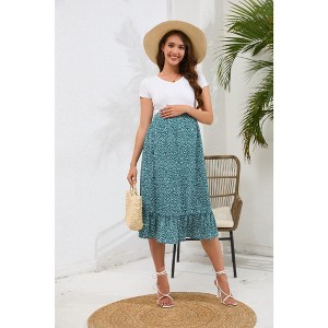 Maternity Dress High-Waisted Cable Layered Maternity Skirt - 1 of 1