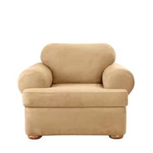 Stretch Suede T-Chair Slipcover Camel - Sure Fit