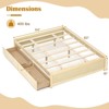 Costway Full/Queen Size Wooden Platform Bed with 2 Rolling Storage Drawers Wood Slat Support Natural/White - 3 of 4