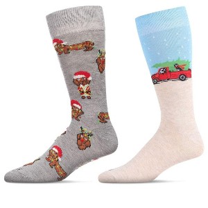 MeMoi Mens Christmas Holiday 2 Pair Pack Novelty Socks - 1 of 2