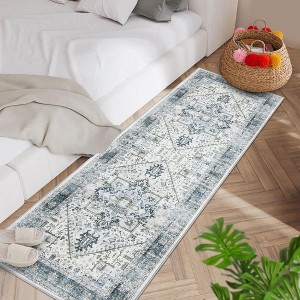 Machine Washable Area Rug Living Room Vintage Medallion Carpet Distressed Rugs for Bedroom - 1 of 4