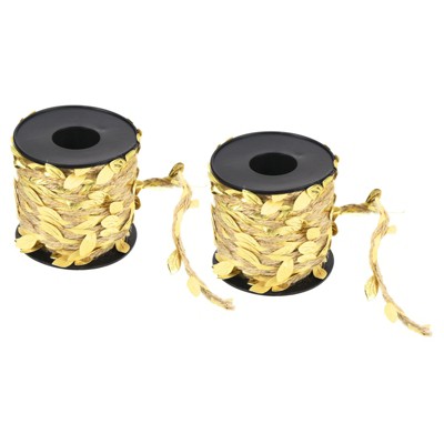 Unique Bargains Jungle Wedding Party Home Garden Decor Burlap Leaf Ribbon Braided Artificial Vine 2 Pcs