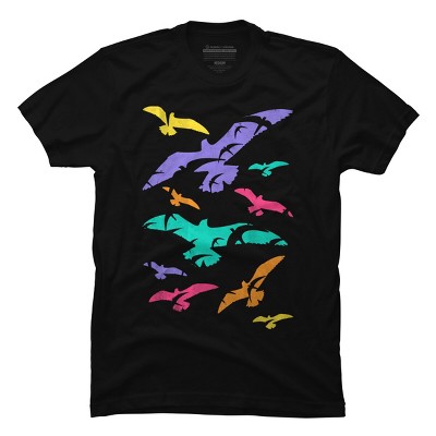 Men's Design By Humans Birds Flying In Color By Expo T-Shirt