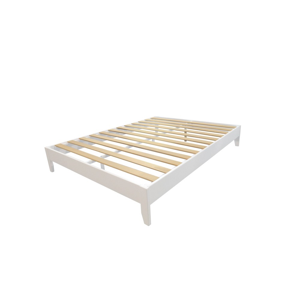 Photos - Bed Full Match Platform  White - Buylateral: Pine Wood Frame, No Box Spring