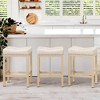 Arceso Bar stools Set of 2, 24 Inch Saddle Backless Faux Leather Counter Height Stools with Black Metal Legs - 2 of 4