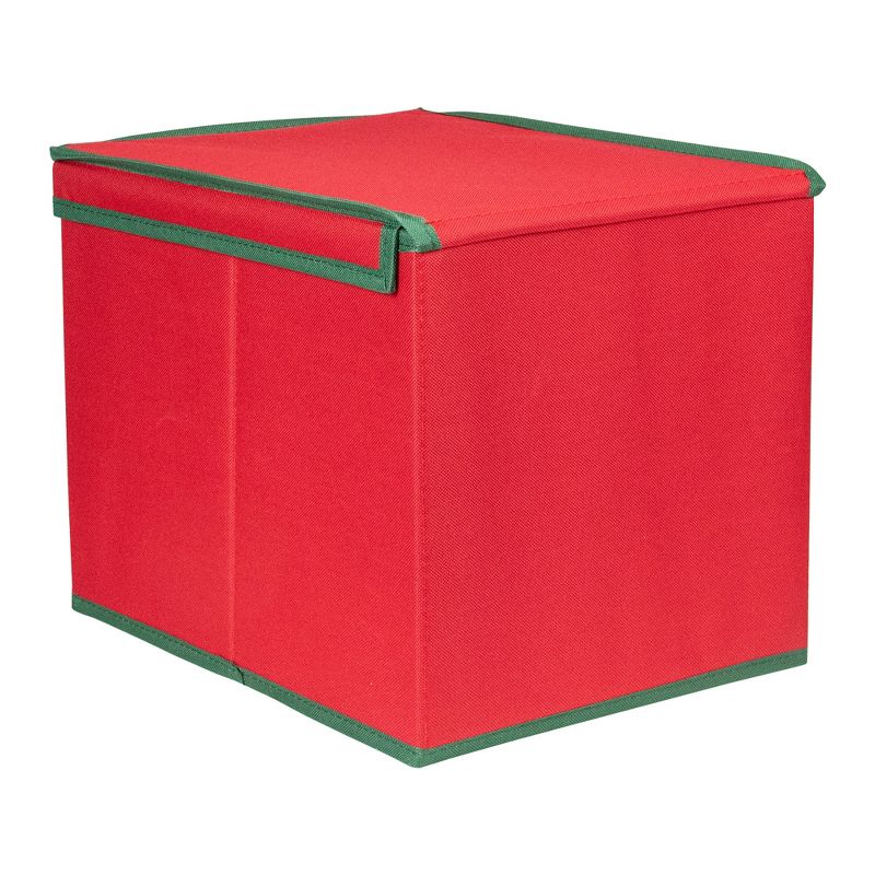 Northlight 13” Red and Green Christmas Ornament Storage Box with Removable Dividers, 5 of 6