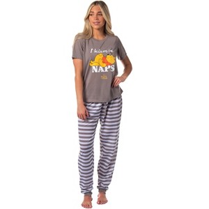 Disney Winnie-the-Pooh Women's I Believe In Naps Jogger Sleep Pajama Set Grey - 1 of 4