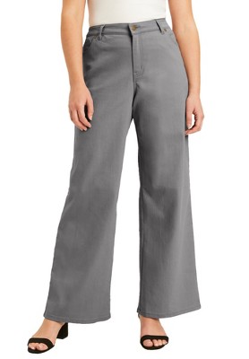 June + Vie by Roaman's Women's Plus Size June Fit Wide-Leg Jeans