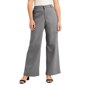 June + Vie by Roaman's Women's Plus Size June Fit Wide-Leg Jeans - 1 of 4