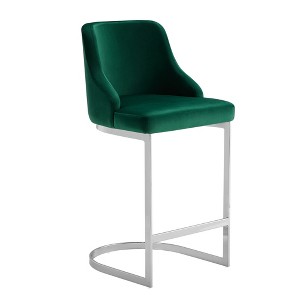 Bekrvio Bar Stools, 26” Counter Height with Back - Upholstered PU Leather/Velvet  Steel U-Shaped Base for Kitchen Counter Island - 1 of 4