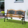 Outsunny 50" Outdoor Garden Bench, Park Style Patio Bench with a 2 Person Loveseat Design, Wood & Metal with Antique-like Flourishes, Teak - image 2 of 4