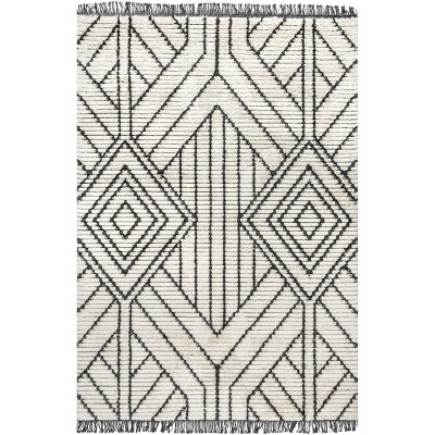 Nuloom Tatiana Soft Shaggy Textured Modern Diamond Fringe Indoor Area Rug