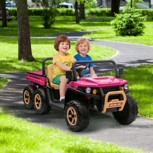 Ride On Truck, 24V 2 Seater Kids Electric Dump Truck 4WD UTV - Parent Remote, Electric Dump Bed & Bluetooth (6-Wheel) - 1 of 4