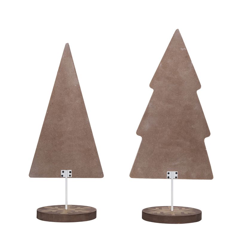 Transpac Wood 15.75 in. White Christmas Tree Decor Set of 2, 3 of 4