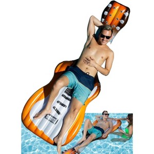 Jasonwell Inflatable Pool Float Mattress Lounger for Adults, Large Comfortable Floatie for Stomach & Back Tanning, Guitar Design, 88"L x 30"W - 1 of 4