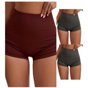 INSPIRE CHIC 3 Packs Women's High Waist Slimming Waist Butt Lifter Control Panties Workout Sport Running Short - 1 of 4
