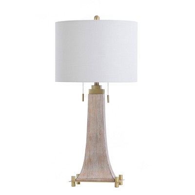 Gemma Baffo Antique Brass Table Lamp with Fabric Shade Gold/White - StyleCraft