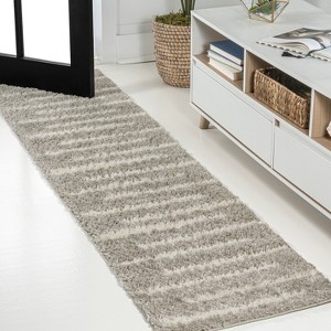 Alaro Berber Stripe Shag Indoor Area Rug - JONATHAN Y - 1 of 4