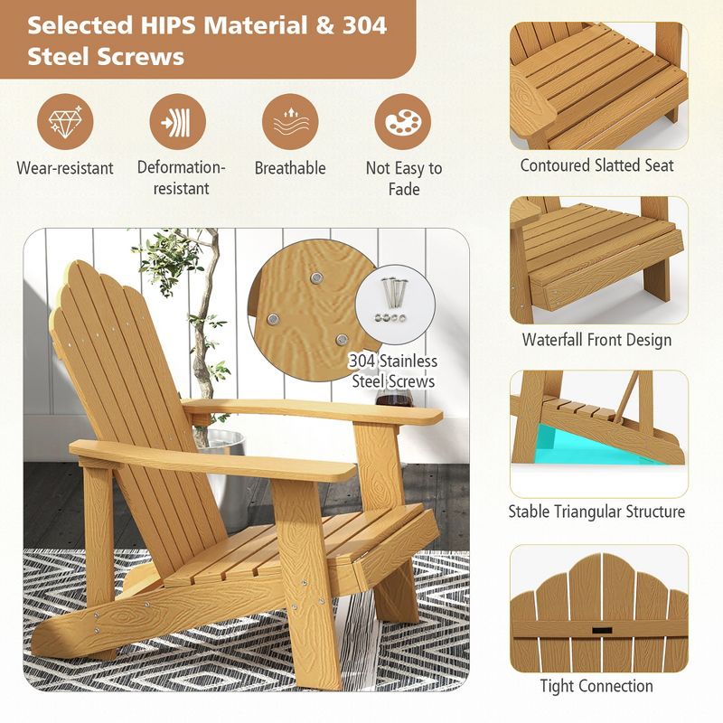 Tangkula Patio HIPS Outdoor Weather Resistant Slatted Chair Adirondack Chair w/ Cup Holder, 4 of 9