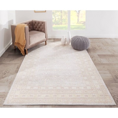 Braided Gray Synthetic 4'x6' Stain-Resistant Rectangular Rug