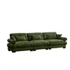 Extra Large 3-Seat Velvet Round Bolster Armrest Sofa with Waist Pillows, Throw Pillows and Cloud-Like Comfortable Seat - 4 of 4