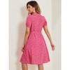 INSPIRE CHIC Women's Peter Pan Collar Tie Neck Short Sleeve A-Line Elegant Belted Floral Dress - 4 of 4