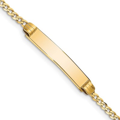 Black Bow Jewelry 14k Yellow Gold Curb Link I.D. Bracelet with Lobster Clasp - 7 Inch