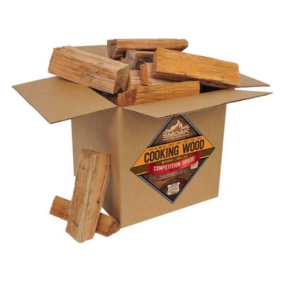 Smoak Firewood Indoor Outdoor Kiln Dried Cooking Grade Wood Mini Logs For Meat Smoker Box, Grill, Stove, Chimney, & Pizza Oven, Hickory, 8-10 Pounds
