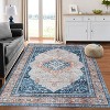 Washable Vintage Printed Rug Non Slip Low Pile Rug Retro Throw Floor Cover Foldable Indoor Carpet for Living Room Bedroom - 3 of 4