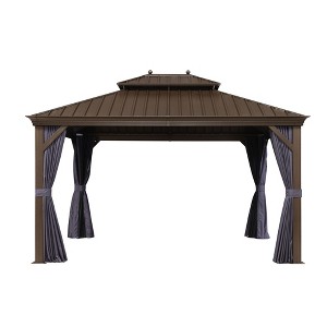 PURPLE LEAF Hardtop Gazebo Canopy with Netting and Curtains for Outdoor Deck Backyard Heavy Duty Metal Patio Permanent Pavilion - 1 of 4