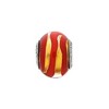 Black Bow Jewelry Golden Red Striped Murano Glass & Sterling Silver Bead Charm, 14mm - 2 of 4