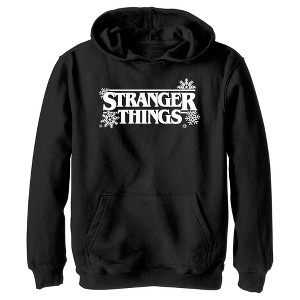 Boy's Stranger Things Christmas Snowflakes Logo Pull Over Hoodie - 1 of 4