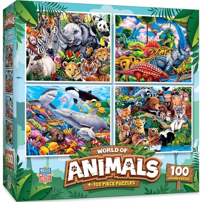 Masterpieces Kids Jigsaw Puzzle Set - World Of Animals 4-pack 100 ...