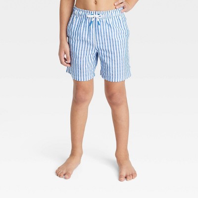 Boys' Striped Seersucker Swim Trunks - Cat & Jack™ Blue XS