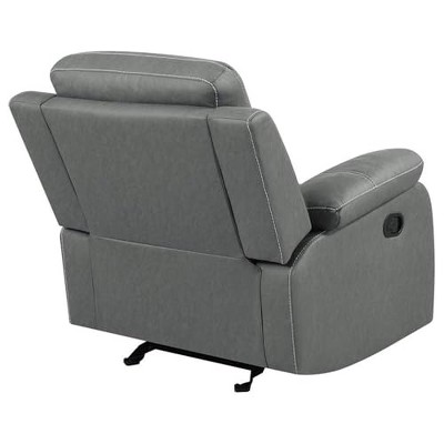 Gray Leather Glider Recliner with Manufactured Wood Frame