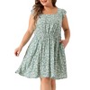 Agnes Orinda Women's Plus Size Summer Floral Square Neck Ruffle Cap Sleeve Casual A Line Dresses - 2 of 4