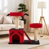 FURNIinspire Pet Tower Gothic Cat Tree Tower Halloween Pet Furniture Cute Cat Toys House with Condo, Scratching Posts, Red, 25.6"*17.7"*27.5" - 2 of 4
