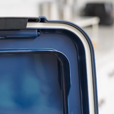 Navy Airtight Plastic Pet Food Storage Container with Casters