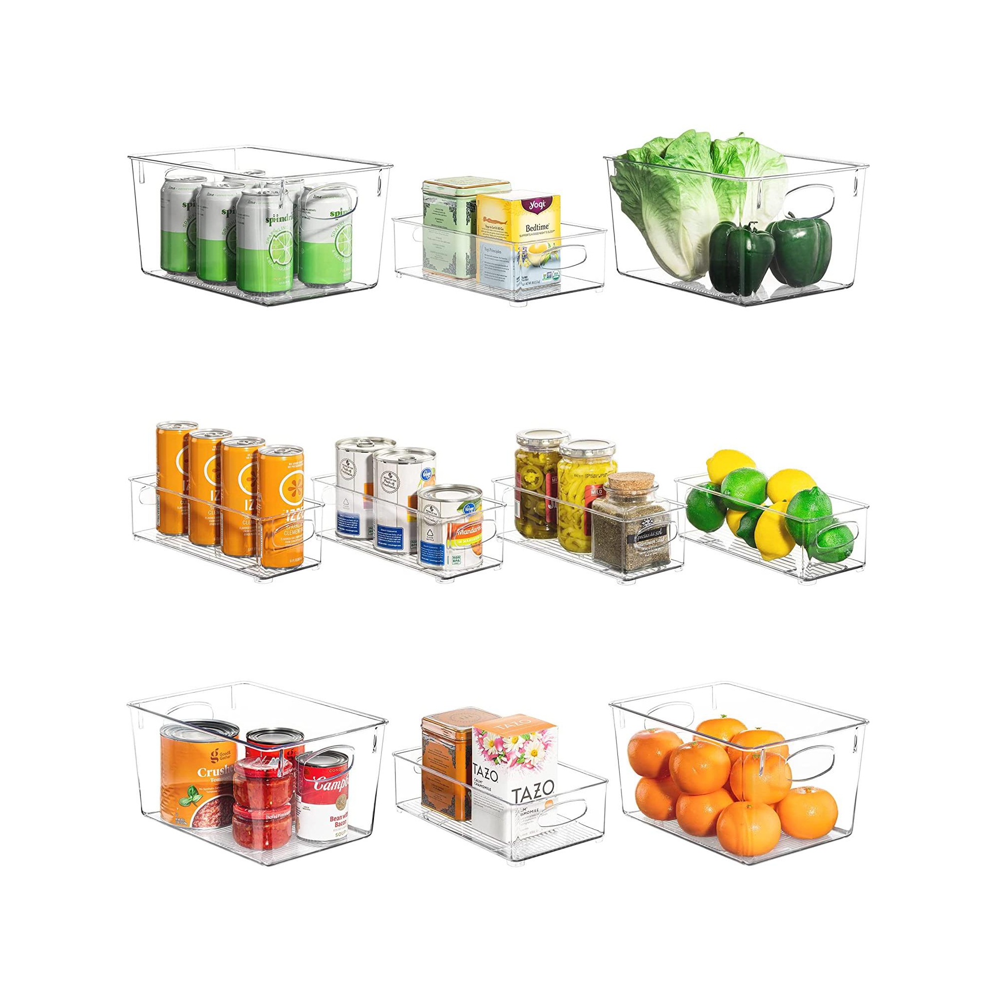 Sorbus 10-Piece Clear Open Bin Containers Set - Organize fridge & pantry essentials! Stackable, portable, clear view for easy access