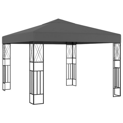vidaXL Gazebo Anthracite Polyester fabric 9.8 x 9.8 ft Decorative Inlays