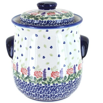 Blue Rose Polish Pottery Roses Are Red Cookie Jar