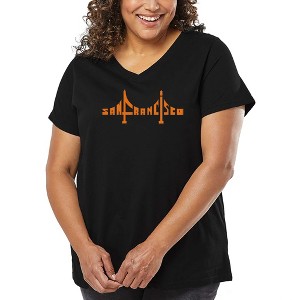 LA Pop Art Women's Word Art V-Neck - San Francisco Bridge - 1 of 4