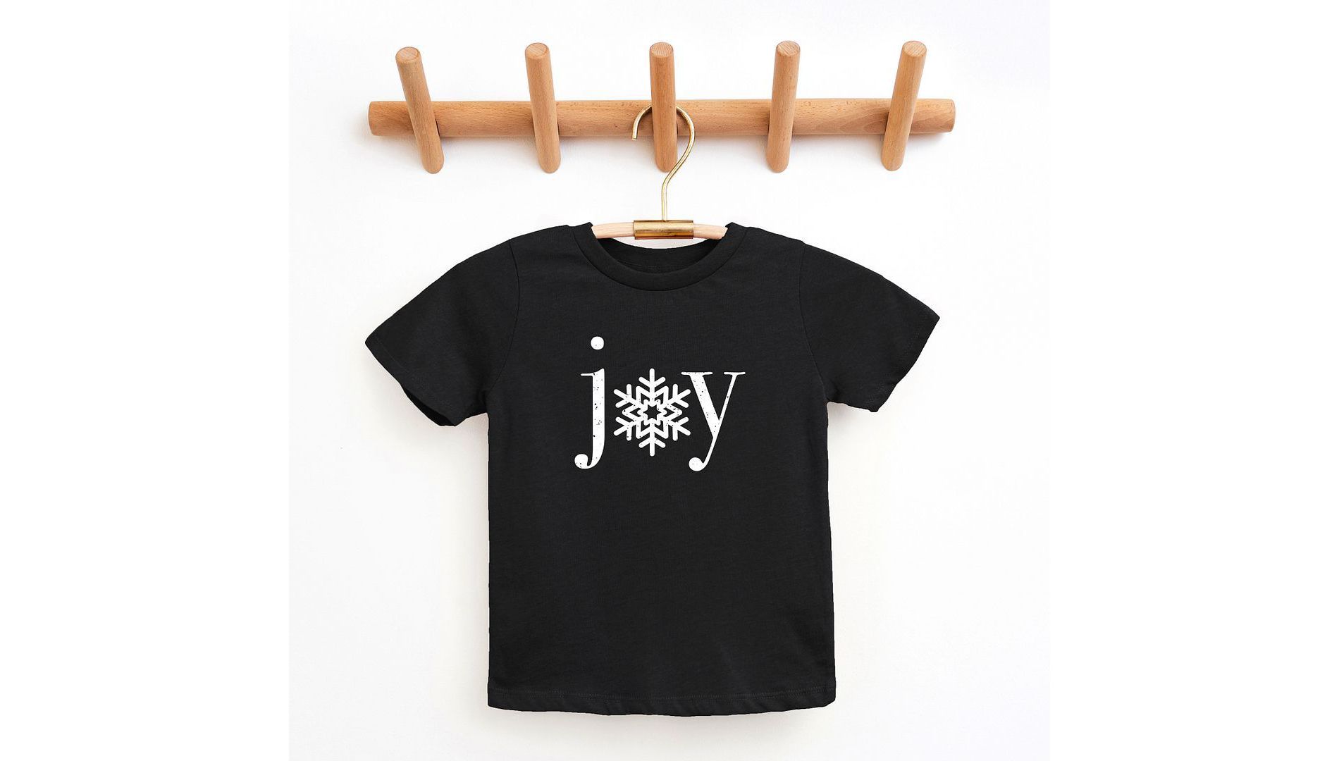 The Juniper Shop Joy Snowflake Toddler Short Sleeve Tee - 5T - Black