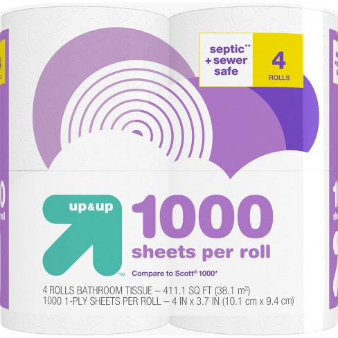 1000 Sheets per Roll Toilet Paper - 4 Rolls - up & up™