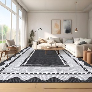 Nasitip Modern Geometric Waves-Stripe Border Area Rugs for Living Room Soft Low Pile Non-Sliping, Machine Washable - 1 of 4